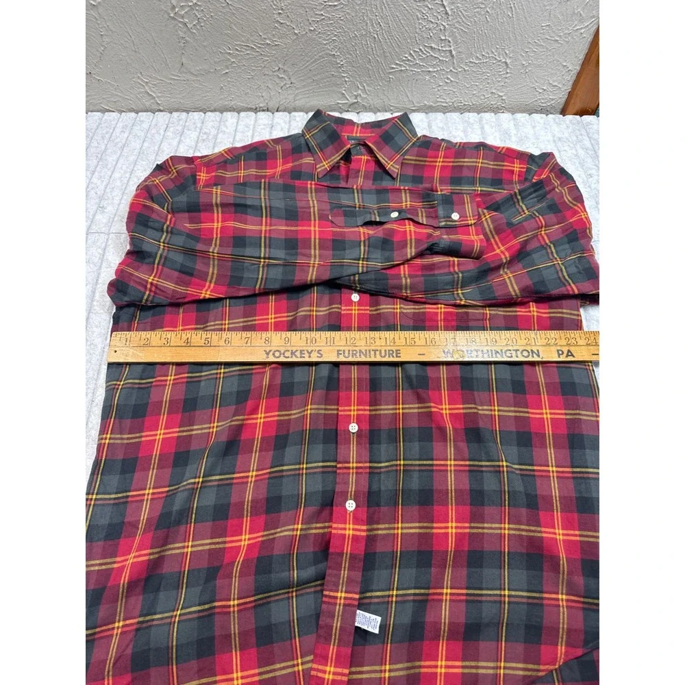 Polo Ralph Lauren Mens Large Red Black Plaid Cotton Button Down Shirt L/S
